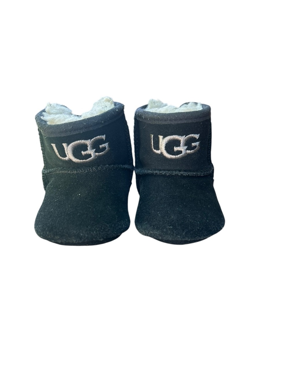 Baby UGG Booties Black Shearling Lined Crib Shoes 0/1